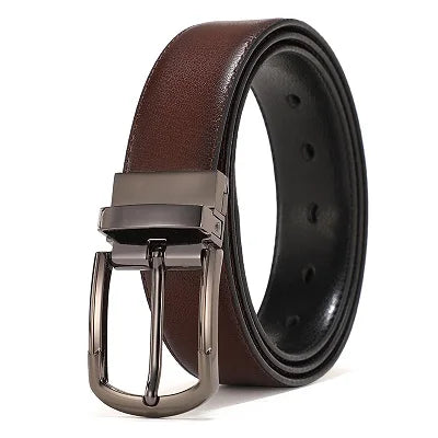 Genuine Leather Belt Reversible Buckle Brown and Black