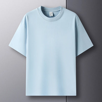 T-shirt d'été à manches courtes et col rond pour homme, 100 % pur coton, haut de gamme, respirant, à la mode