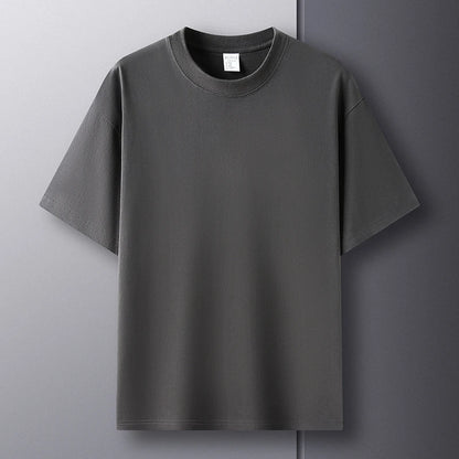 T-shirt d'été à manches courtes et col rond pour homme, 100 % pur coton, haut de gamme, respirant, à la mode